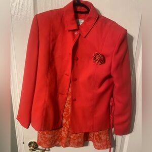 Orange 2pc Women’s Suit with Mini Skirt